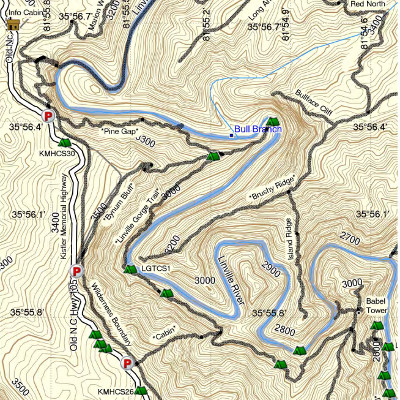 LinvilleGorge.net Trail Map (2013) - LGMAPS Linville Gorge Maps